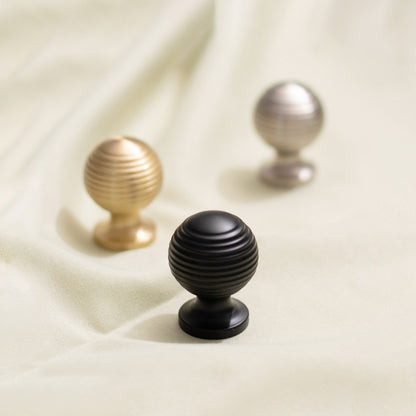 Round Brass Knobs Reeded Design | QXDW