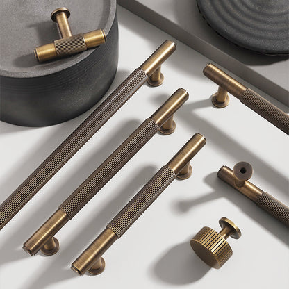 Linear Knurled Antique Brass Handles | ZJW-ATZ