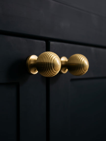 Round Brass Knobs Reeded Design | QXDW