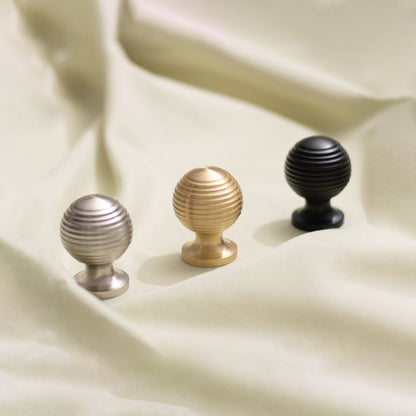 Round Brass Knobs Reeded Design | QXDW