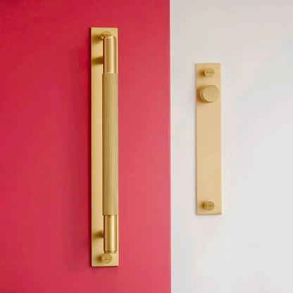 Linear Knurled Brass Handles with Backplates | HS-18