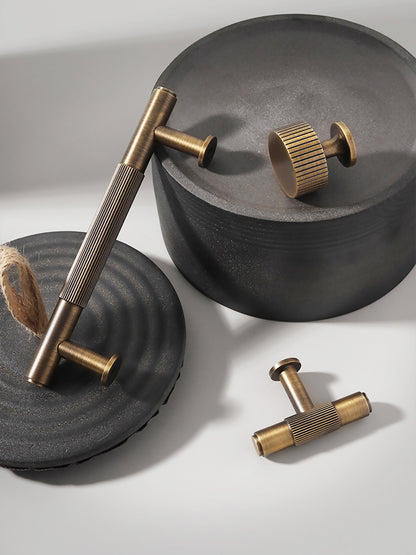 Linear Knurled Antique Brass Handles | ZJW-ATZ