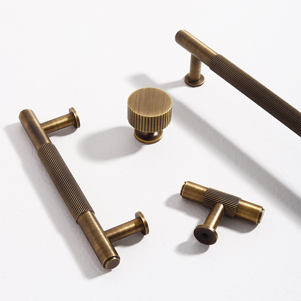 Linear Knurled Antique Brass Handles | ZJW-ATZ