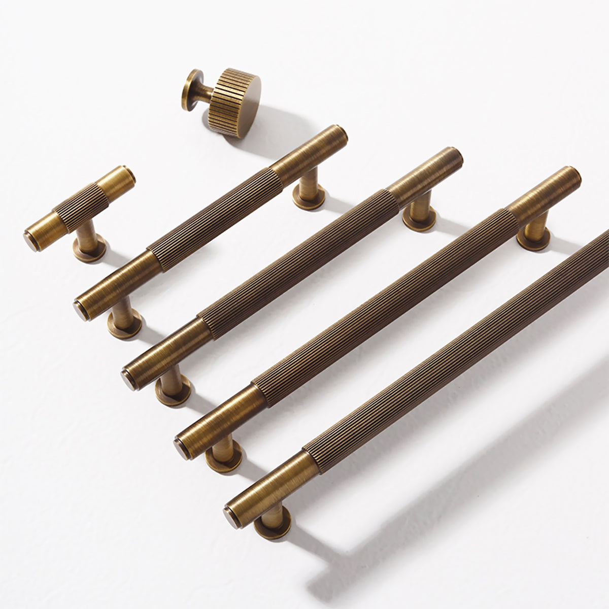 Linear Knurled Antique Brass Handles | ZJW-ATZ