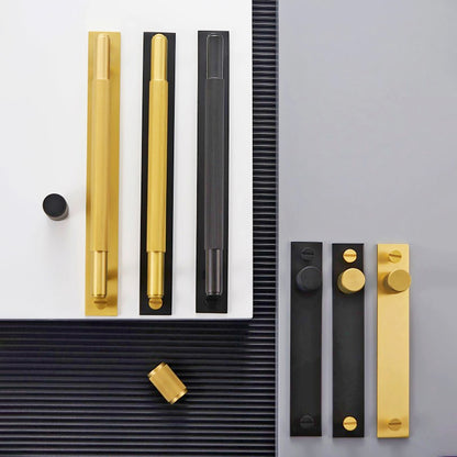 Linear Knurled Brass Handles with Backplates | HS-18