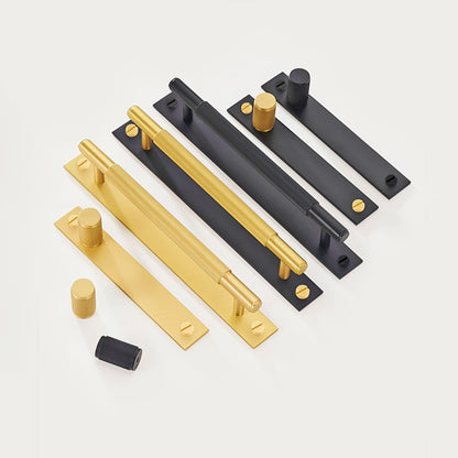 Linear Knurled Brass Handles with Backplates | HS-18